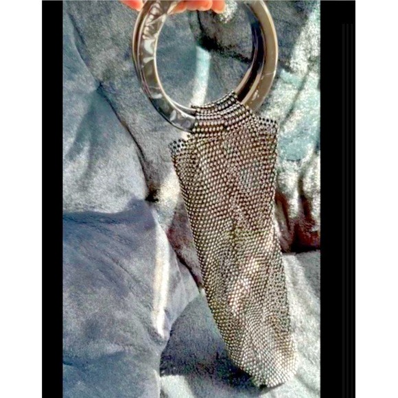 Wine Bag Tote Rhinestone Sparkle Mesh Round Handle Black, Gift Bags, Party Bags - Picture 5 of 5